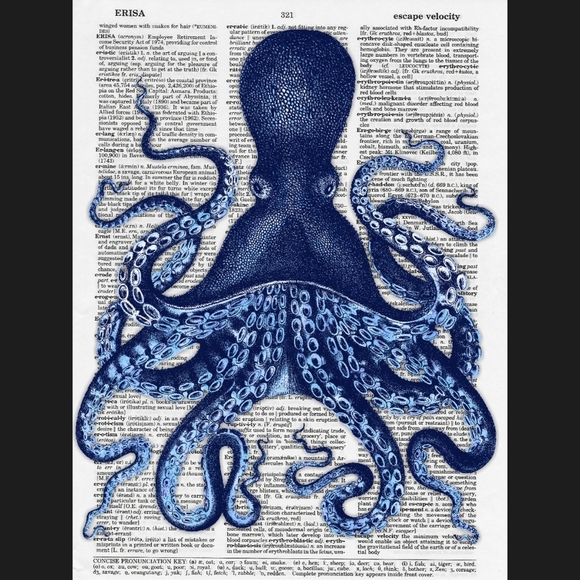 Handmade Other - Octopus Nautical Vintage Dictionary Art Print